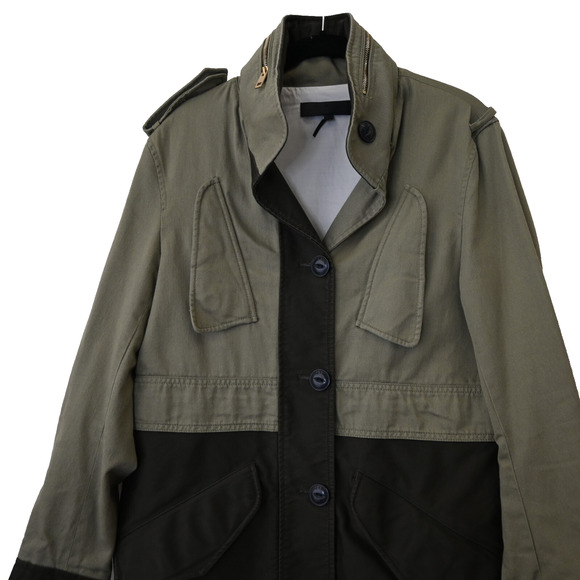 Rag & Bone Military Jacket Size 0 Womens Army Green Brown Button Front Utility - Picture 2 of 8